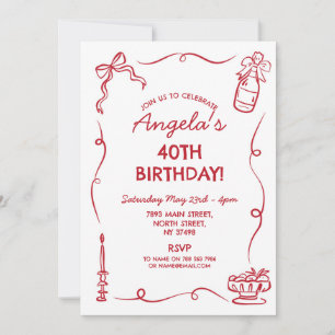 Birthday Party Whimsical Hand Drawn Invitation