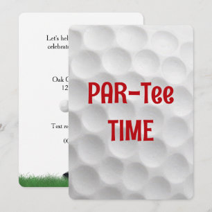 Birthday Party White Golf Ball Dimpled Design Invitation