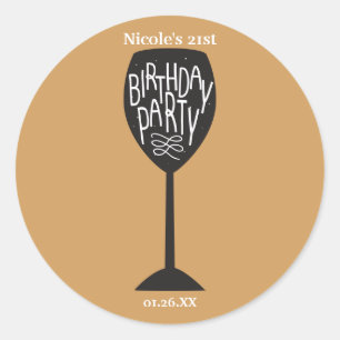 BIRTHDAY PARTY Wine Glass ANY COLOR Stickers