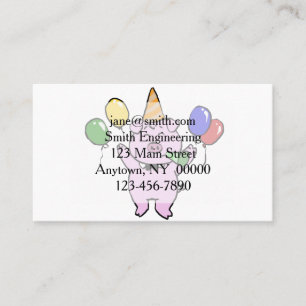 Birthday party with a cute pig choose back color business card