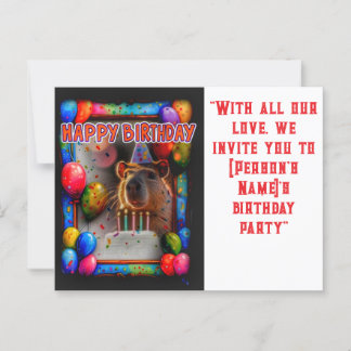 Birthday party with capybara new and interesting postcard