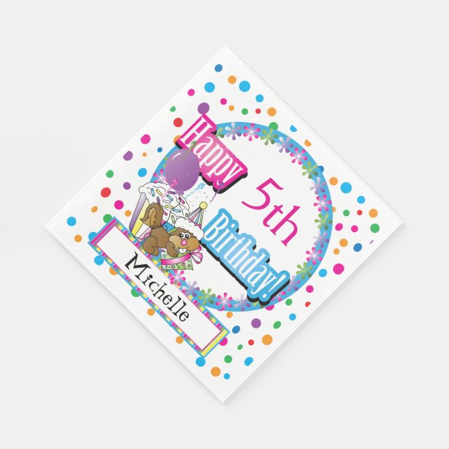 Birthday Party with Cute Cartoon Squirrel    Napkin (Corner)