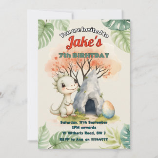 Birthday party with cute dinosaurs invitation