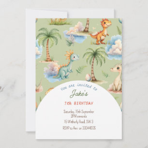 Birthday party with cute dinosaurs invitation