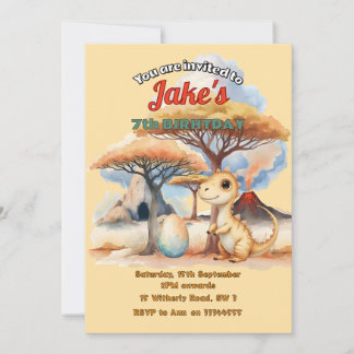 Birthday party with cute dinosaurs invitation