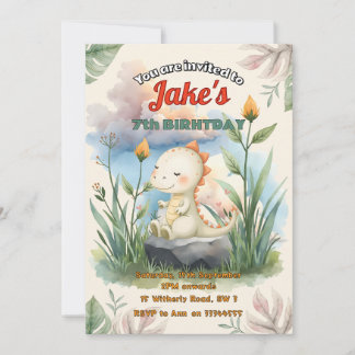 Birthday party with cute dinosaurs invitation