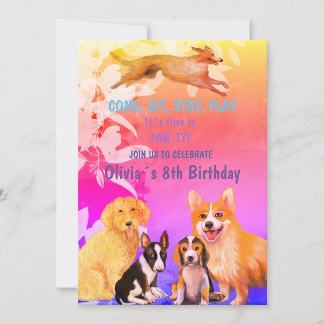 Birthday party WITH DOGGY FRIENDS Invitation (Front)