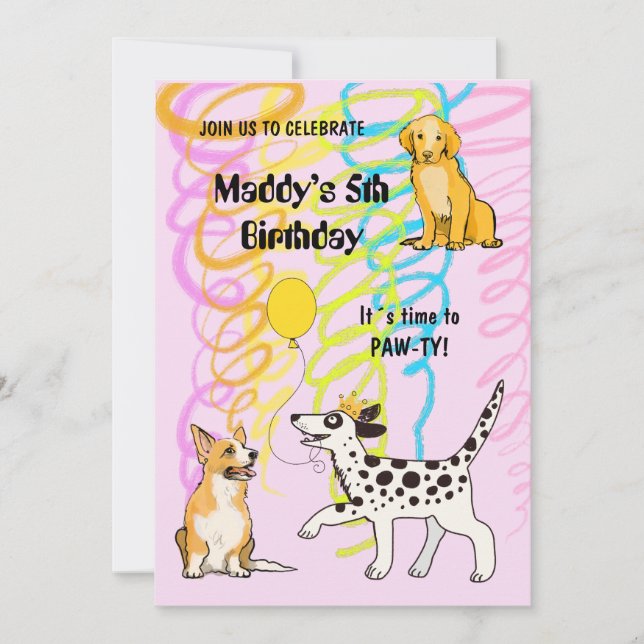 Birthday party WITH DOGGY FRIENDS Invitation (Front)