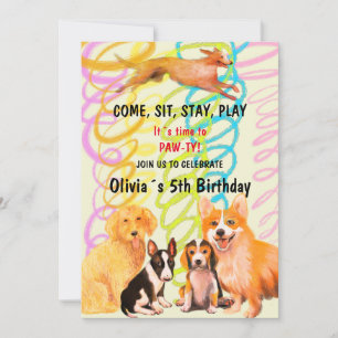 Birthday party WITH DOGGY FRIENDS Invitation