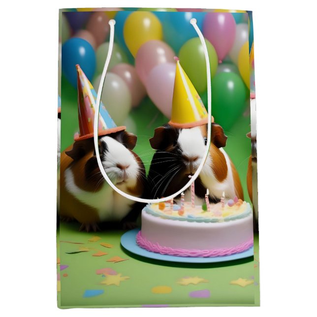Birthday Party With Party Guinea Pigs, Medium Gift Bag (Front)