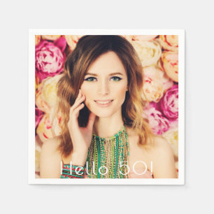 Birthday party woman photo hello 50 napkin