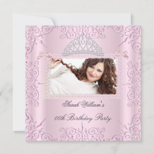 Birthday Party Women's Girls Pink Tiara Photo 2 Invitation