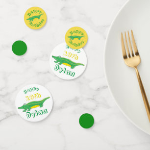 Birthday Party Yellow Green Alligator Crocodile Confetti
