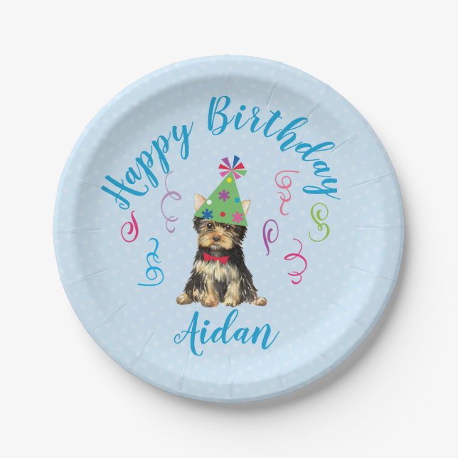 Birthday Party Yorkie Paper Plate (Front)