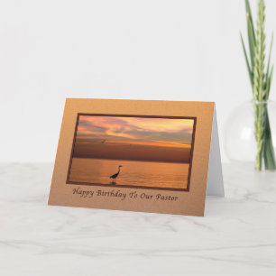 Birthday, Pastor, Ocean View at Sunset Card