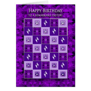 Birthday, Pastor, Purple/Silver Abstract Patterns