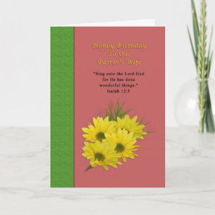 Birthday, Pastor’s Wife, Yellow Daisies, Religious Card