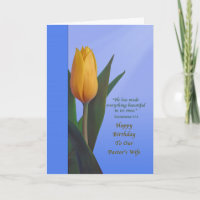 Birthday, Pastor's Wife, Golden Tulip Flower