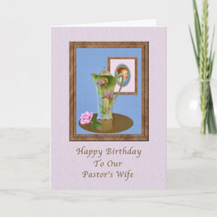 Birthday, Pastor's Wife, Still Life, Pitcher, Rose Card
