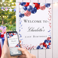 Birthday patriotic red white blue balloons welcome
