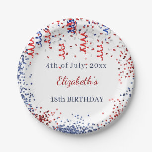 Birthday patriotic USA red white blue Paper Plate