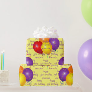 Birthday Pattern Template Colourful Balloons Wrapping Paper