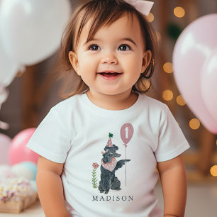 Birthday Paw-ty cute puppy Poodle dog Custom Age Baby T-Shirt