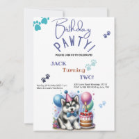 Birthday Pawty Siberian Husky Dog Birthday