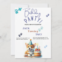 Birthday Pawty Welsh Corgi Dog Customised Birthday