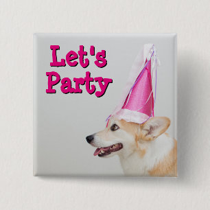 Birthday Pembroke Welsh Corgi Dog 15 Cm Square Badge