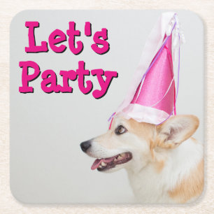 Birthday Pembroke Welsh Corgi Dog Square Paper Coaster