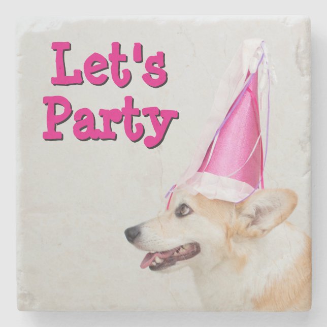 Birthday Pembroke Welsh Corgi Dog Stone Coaster (Front)