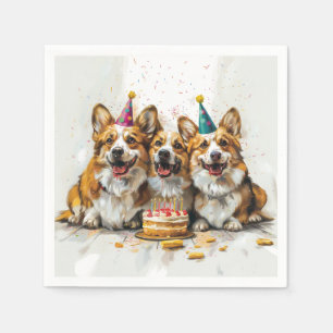 Birthday Pembroke Welsh Corgi Dogs Napkin