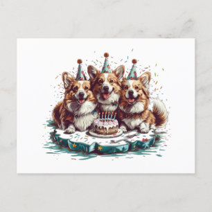 Birthday Pembroke Welsh Corgi Dogs Postcard