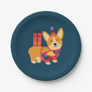 Birthday Pembroke Welsh Corgi Paper Plate