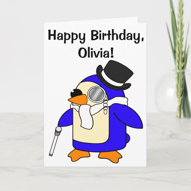 Birthday Penguin Customisable Card (Front)