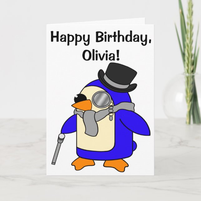 Birthday Penguin Customisable Card (Front)