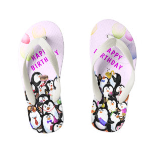 Birthday Penguin Party Funny Kid's Flip Flops Gift