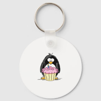 Birthday Penguin with Cupcake Key Ring