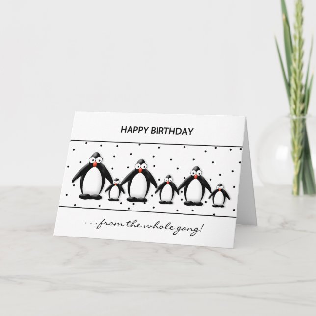 BIRTHDAY - PENGUINS - FROM WHOLE GANG CARD (Front)