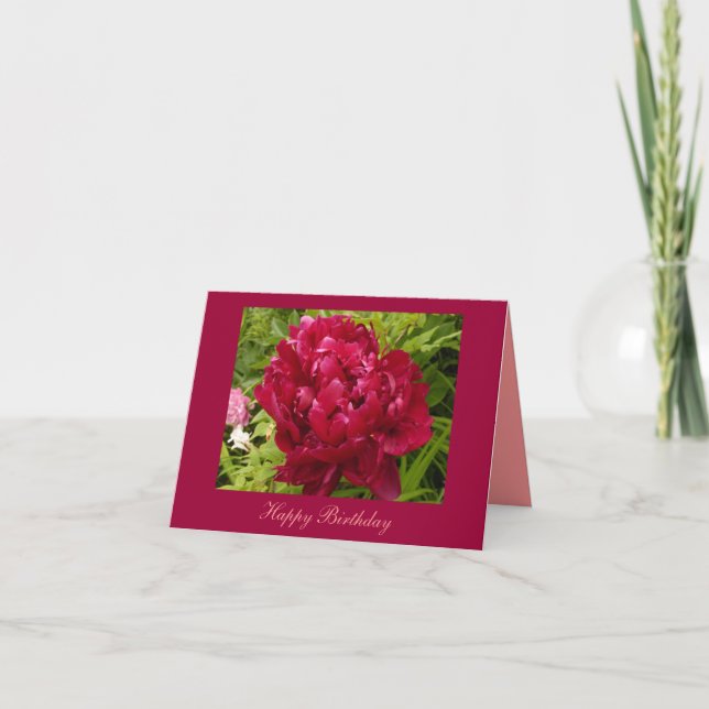 Birthday peony notecard (Front)