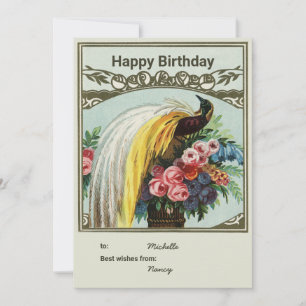 Birthday personalise peacock card