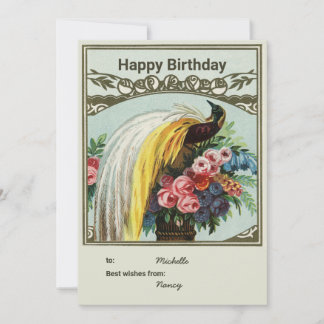 Birthday personalise peacock card