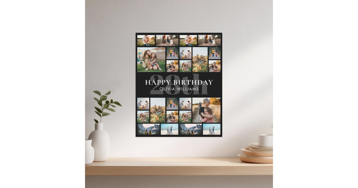 Birthday Personalised 24 Photo Collage Poster | Zazzle