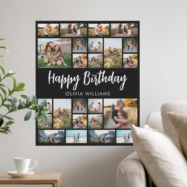 Birthday Personalised 24 Photo Collage Poster (Creator Uploaded)