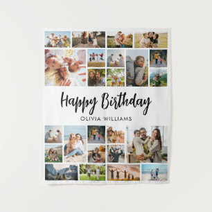 Birthday Personalised 24 Photo Collage Tapestry