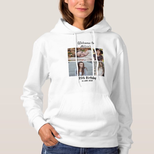 Birthday Personalised 4 Photo Collage Hoodie (Front)