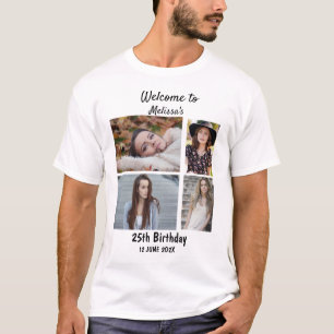 Birthday Personalised 4 Photo Collage T-Shirt