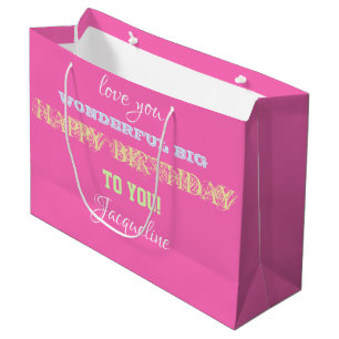 BIRTHDAY Personalised Cute Girly Vintage Trendy Large Gift Bag