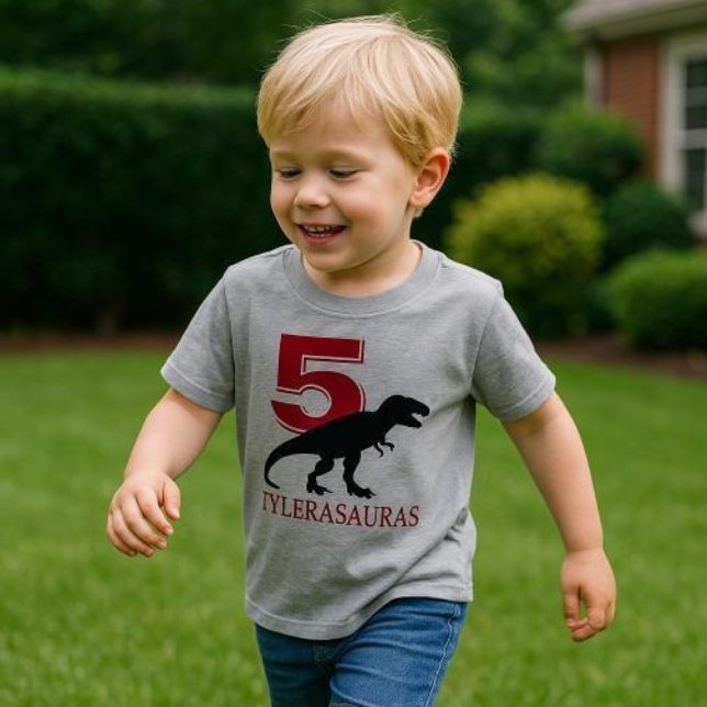 Birthday Personalised Dinosaur Shirt, 5th birthday T-Shirt (Creator Uploaded)